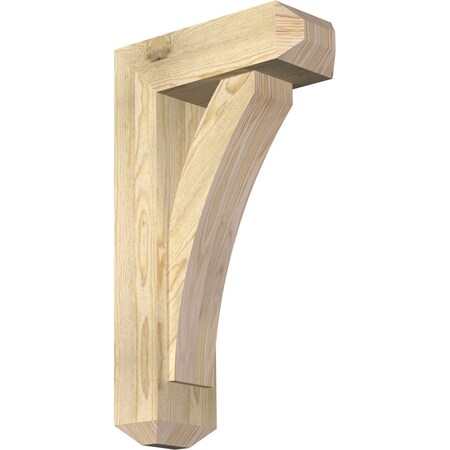 Ekena Millwork Thorton Craftsman Rough Sawn Bracket w/ Offset Brace, Douglas Fir, 6"W x 16"D x 28"H BKT0604X16X28THR04RDF